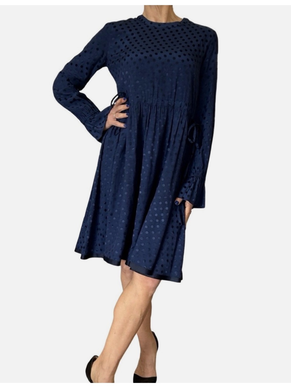 Sandro Lori Polka Dot Long Sleeve Dress